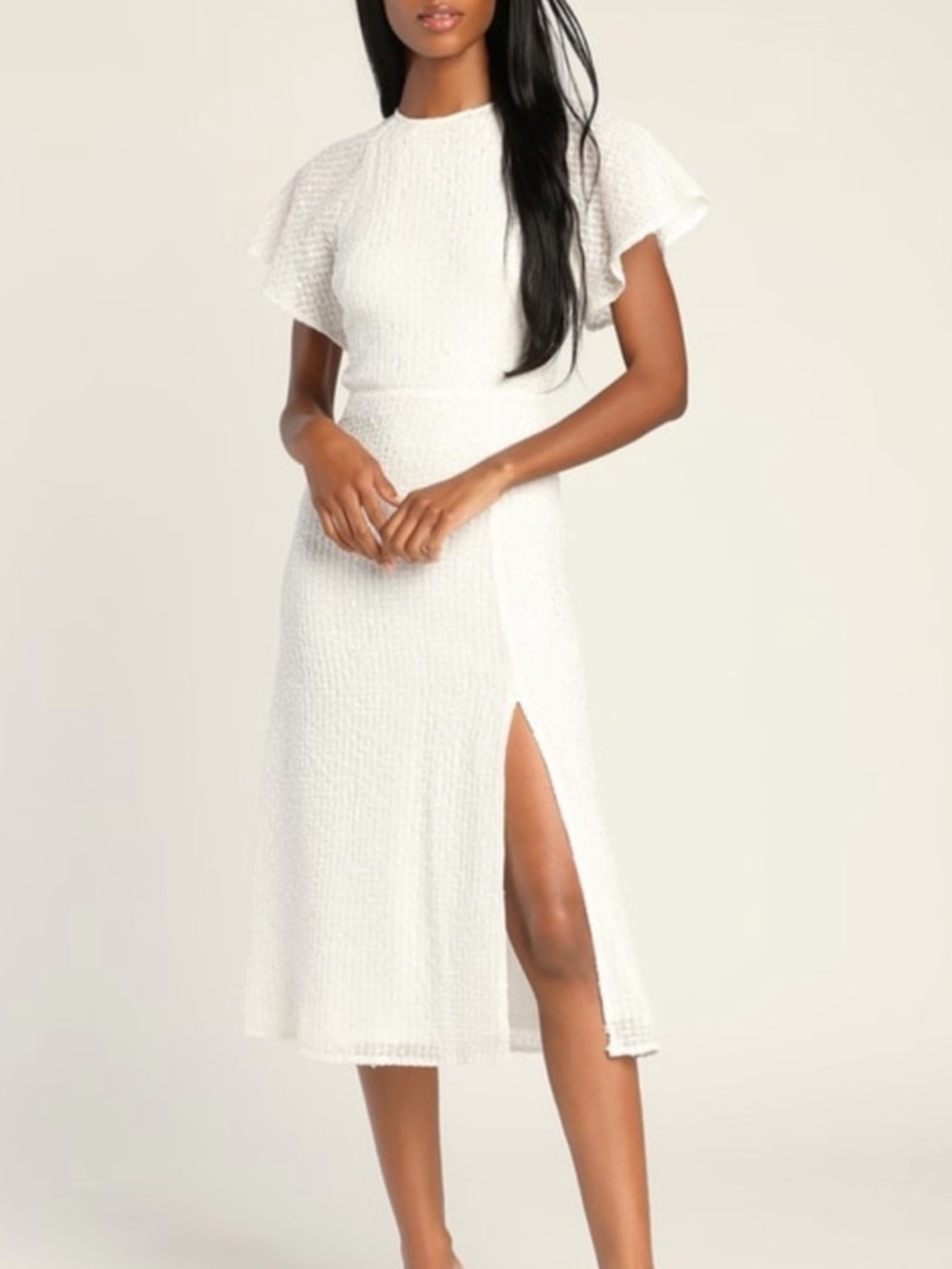 Lulu's Sincere Sweetness White Textured Backless Dress Size Small NEW